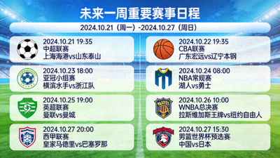 体育赛事日程日历表，展示未来一周足球篮球重要比赛安排